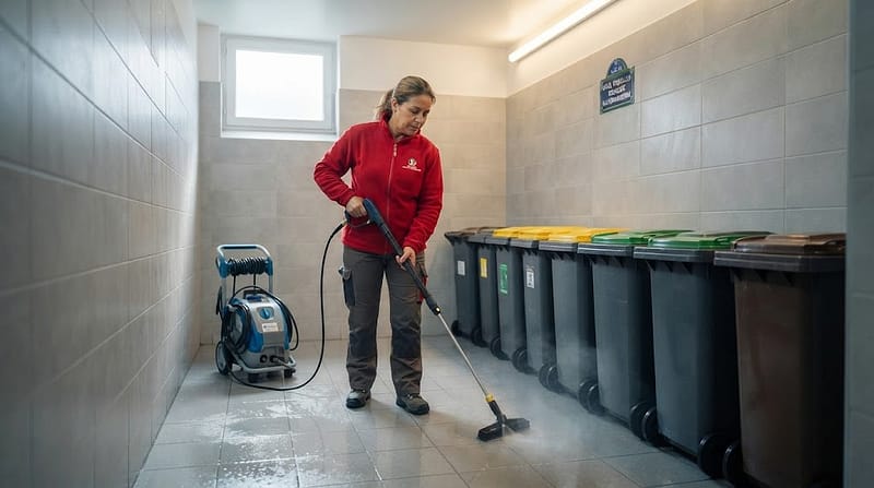 Lavage haute pression local poubelle nettoyagefrancoportugais
